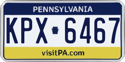 PA license plate KPX6467