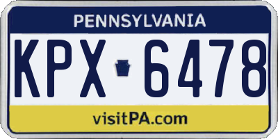 PA license plate KPX6478