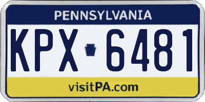 PA license plate KPX6481