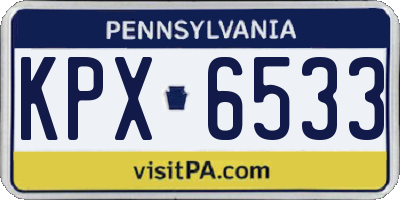 PA license plate KPX6533
