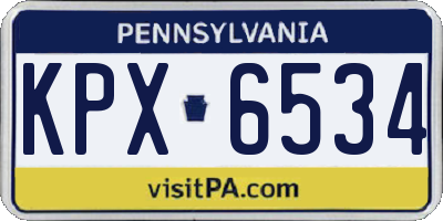 PA license plate KPX6534