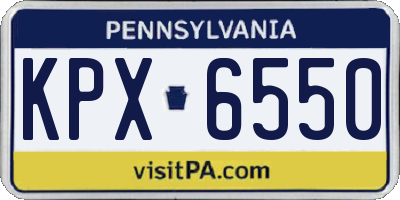 PA license plate KPX6550