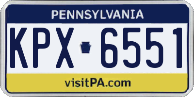 PA license plate KPX6551