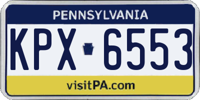 PA license plate KPX6553