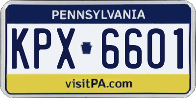 PA license plate KPX6601