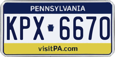 PA license plate KPX6670