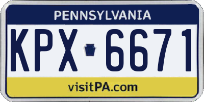 PA license plate KPX6671