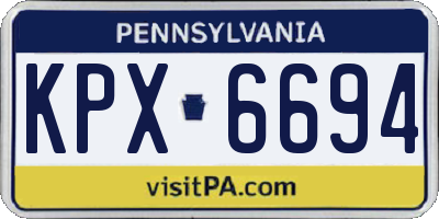 PA license plate KPX6694