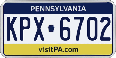 PA license plate KPX6702
