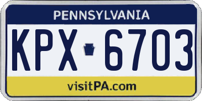 PA license plate KPX6703