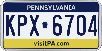 PA license plate KPX6704