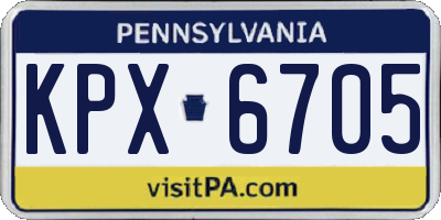 PA license plate KPX6705