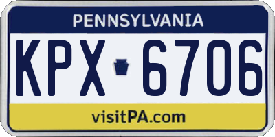 PA license plate KPX6706