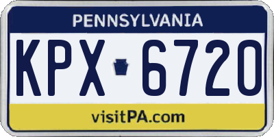 PA license plate KPX6720