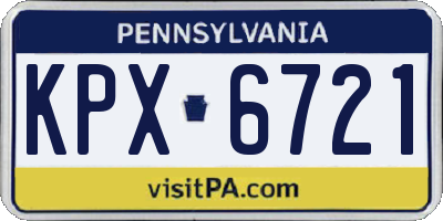 PA license plate KPX6721