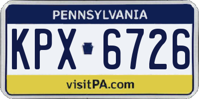 PA license plate KPX6726