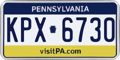 PA license plate KPX6730