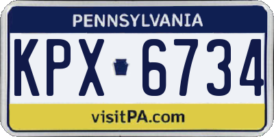 PA license plate KPX6734
