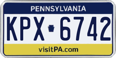 PA license plate KPX6742