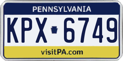 PA license plate KPX6749