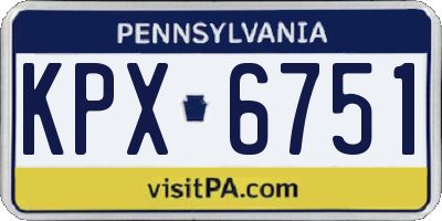 PA license plate KPX6751