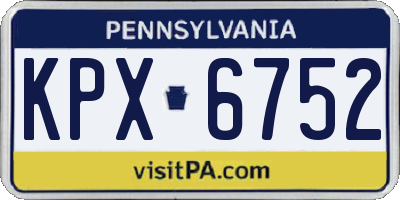 PA license plate KPX6752