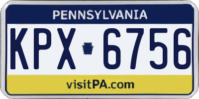 PA license plate KPX6756