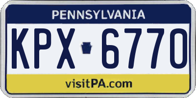 PA license plate KPX6770