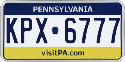 PA license plate KPX6777