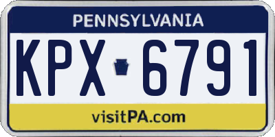 PA license plate KPX6791
