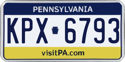 PA license plate KPX6793