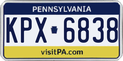 PA license plate KPX6838