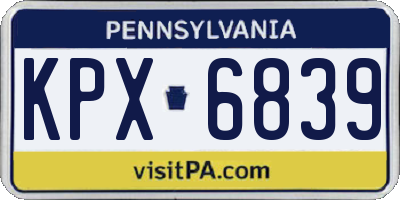 PA license plate KPX6839