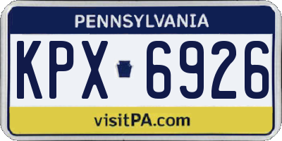 PA license plate KPX6926