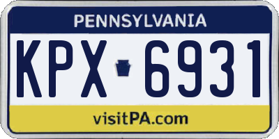 PA license plate KPX6931