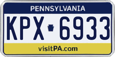 PA license plate KPX6933