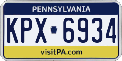 PA license plate KPX6934