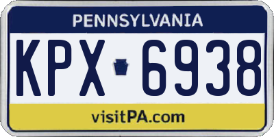 PA license plate KPX6938