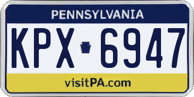 PA license plate KPX6947