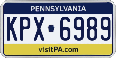 PA license plate KPX6989