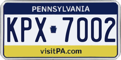 PA license plate KPX7002