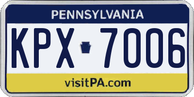 PA license plate KPX7006