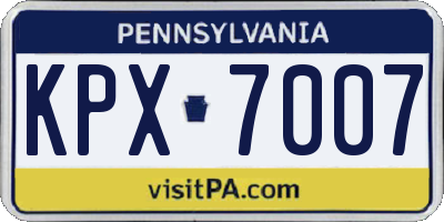 PA license plate KPX7007