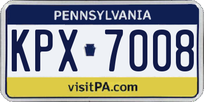 PA license plate KPX7008