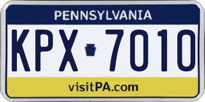 PA license plate KPX7010