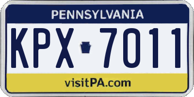 PA license plate KPX7011