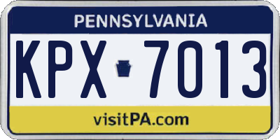 PA license plate KPX7013