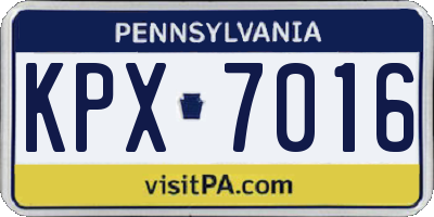 PA license plate KPX7016