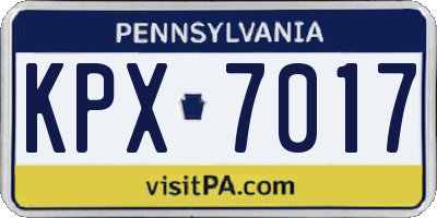 PA license plate KPX7017