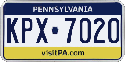 PA license plate KPX7020
